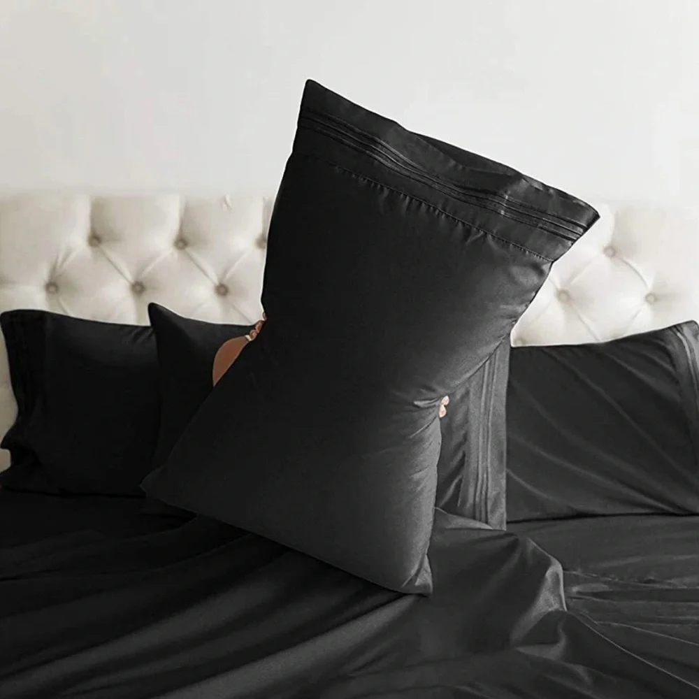 CGK Unlimited Linens Hotel Luxury Black Sheet Set 6 Piece Queen Microfiber